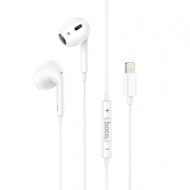 картинка Hoco M1 Max crystal earphones for iP with mic, с lightning разъемом, белый от маркетплейса TEMA.shop