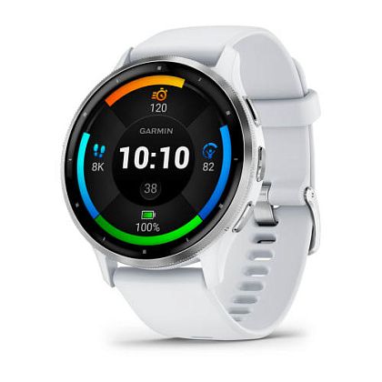 картинка Garmin Venu 3, 45 мм, корпус и ремешок белого цвета, безель серебристый от маркетплейса TEMA.shop 1
