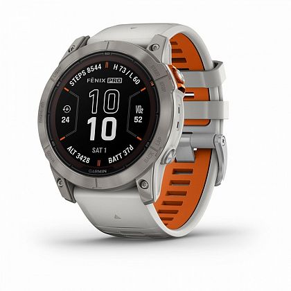 картинка Garmin Fenix 7X Pro Sapphire Solar, 51 мм, цвет корпуса серый, ремешок серо-оранжевого цвета от маркетплейса TEMA.shop 1