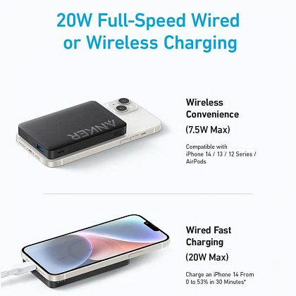 картинка Anker 334 MagGo Battery (PowerCore 10k) Power Bank, Qi 7.5W, PD20W, QC18W, черный от маркетплейса TEMA.shop 3