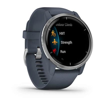 картинка Garmin Venu 2, 45 мм, цвет корпуса синий гранит, ремешок синего цвета, серебристый безель от маркетплейса TEMA.shop 2