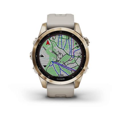 картинка Garmin Fenix 7S Sapphire Solar, 42 мм, цвет корпуса кремово-золотой, ремешок светло-песочного цвета от маркетплейса TEMA.shop 3
