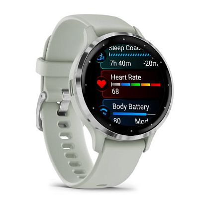 картинка Garmin Venu 3S, 41 мм, корпус и ремешок серо-зеленого цвета, безель серебристый от маркетплейса TEMA.shop 2