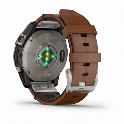 картинка Garmin Fenix 7 Pro Sapphire Solar, 47 мм, цвет корпуса серый с коричневым кожаным ремешком от маркетплейса TEMA.shop 6