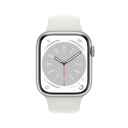 картинка Apple Watch Series 8, 45 мм, корпус серебристого цвета, ремешок белого цвета, размер S/M от маркетплейса TEMA.shop 2