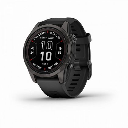картинка Garmin Fenix 7S Pro Sapphire Solar, 42 мм, цвет корпуса угольно-серый, ремешок черного цвета от маркетплейса TEMA.shop 1