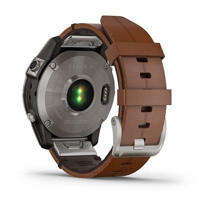 картинка Garmin Fenix 7 Sapphire Solar, 47 мм, цвет корпуса серый с коричневым кожаным ремешком от маркетплейса TEMA.shop 6
