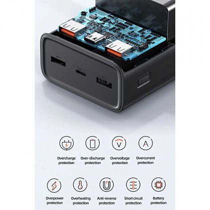 картинка Usams PB68 Yattu Series 30000mAh Power Bank, PD65W, QC3.0, SCP (US-CD185), черный от маркетплейса TEMA.shop 9