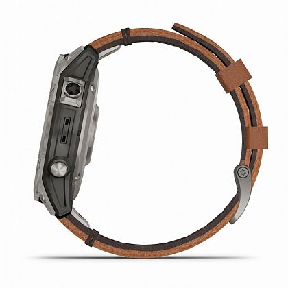 картинка Garmin Fenix 7 Pro Sapphire Solar, 47 мм, цвет корпуса серый с коричневым кожаным ремешком от маркетплейса TEMA.shop 7