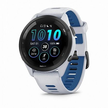 картинка Garmin Forerunner 265, 45 мм, цвет корпуса белый с ремешком бело-синего цвета от маркетплейса TEMA.shop 1