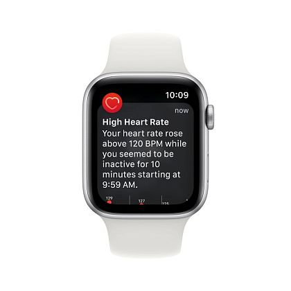 картинка Apple Watch SE 2022, 44 мм, корпус серебристого цвета, ремешок белого цвета, размер M/L от маркетплейса TEMA.shop 4