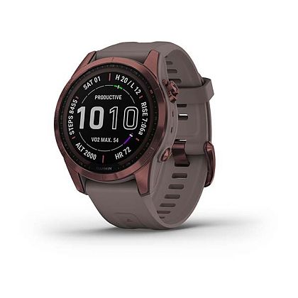 картинка Garmin Fenix 7S Sapphire Solar, 42 мм, цвет корпуса темно-бронзовый, ремешок светло-сланцевого цвета от маркетплейса TEMA.shop 1