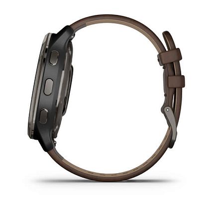 картинка Garmin Venu 2 Plus, 43 мм, корпус и безель серого цвета, ремешок коричневого цвета кожанный от маркетплейса TEMA.shop 6