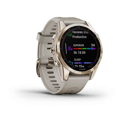 картинка Garmin Fenix 7S Sapphire Solar, 42 мм, цвет корпуса кремово-золотой, ремешок светло-песочного цвета от маркетплейса TEMA.shop 2