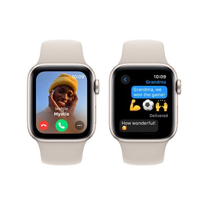 картинка Apple Watch SE 2023, 40 мм, цвет корпуса сияющая звезда, ремешок цвета сияющая звезда, размер S/M от маркетплейса TEMA.shop 6