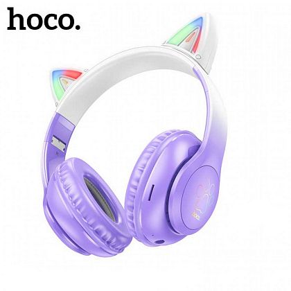 картинка Hoco W42 Cat Ears BT Headphones, 10hours, BT 5.3, TF, фиолетовый от маркетплейса TEMA.shop 1