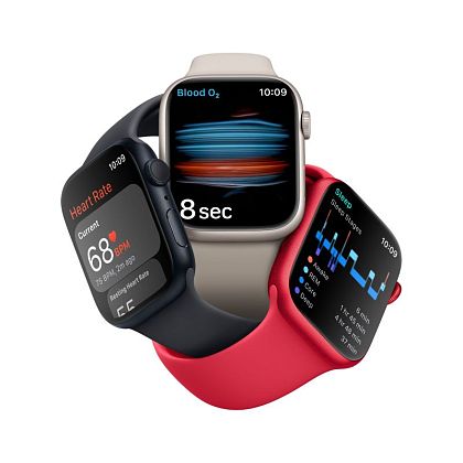 картинка Apple Watch Series 8, 45 мм, корпус серебристого цвета, ремешок белого цвета, размер S/M от маркетплейса TEMA.shop 3