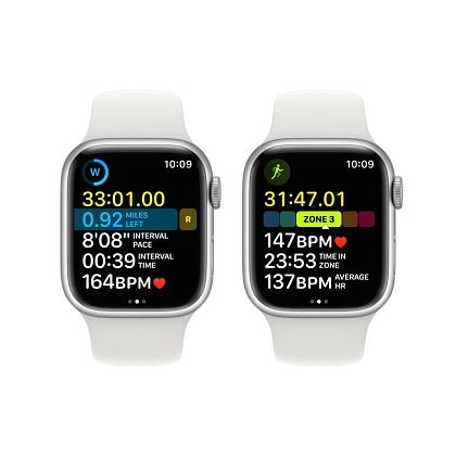 картинка Apple Watch Series 8, 41 мм, корпус серебристого цвета, ремешок белого цвета, размер M/L от маркетплейса TEMA.shop 7