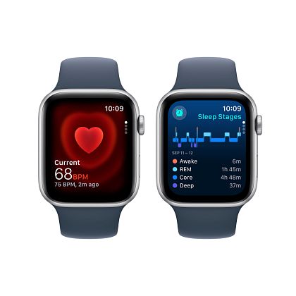 картинка Apple Watch SE 2023, 44 мм, цвет корпуса серебристый, ремешок серебристого цвета, размер M/L от маркетплейса TEMA.shop 7