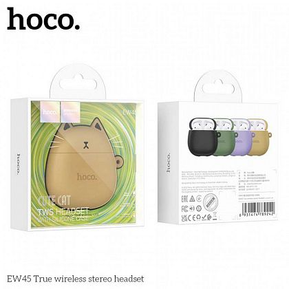картинка Hoco EW45 Cute Cat BT5.3 TWS Headset карамельный кейс, 4h, белый от маркетплейса TEMA.shop 2