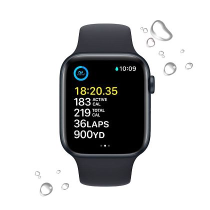 картинка Apple Watch SE 2022, 44 мм, цвета корпуса темная ночь, ремешок цвета темная ночь, размер S/M от маркетплейса TEMA.shop 3