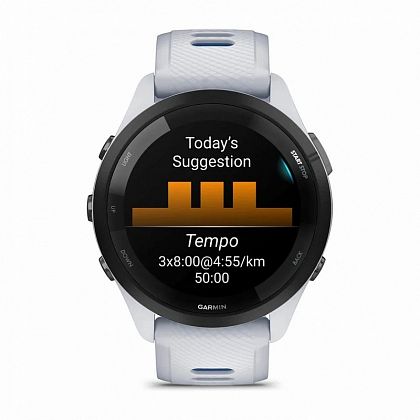 картинка Garmin Forerunner 265, 45 мм, цвет корпуса белый с ремешком бело-синего цвета от маркетплейса TEMA.shop 3