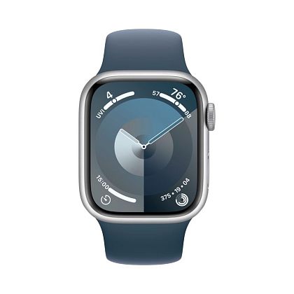 картинка Apple Watch Series 9, 45 мм, корпус серебристого цвета, ремешок цвета грозовой синий, размер M/L от маркетплейса TEMA.shop 2