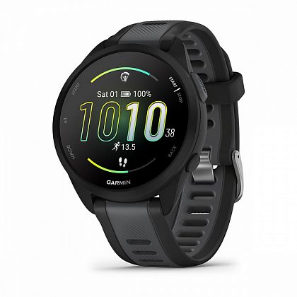 картинка Garmin Forerunner 165 Music, 43 мм, цвет корпуса черный с серым ремешком от маркетплейса TEMA.shop 1