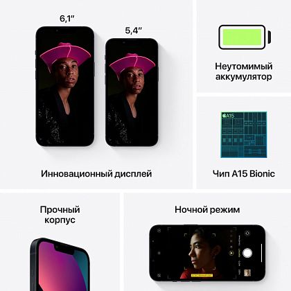 картинка Apple iPhone 13 128 ГБ, тёмная ночь от маркетплейса TEMA.shop 8