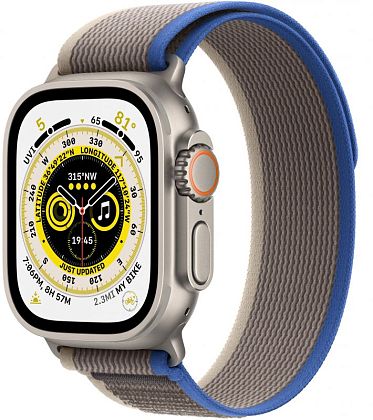 картинка Apple Watch Ultra GPS + Cellular, 49 мм, корпус из титана, ремешок серо-синего цвета, размер S/M от маркетплейса TEMA.shop 1