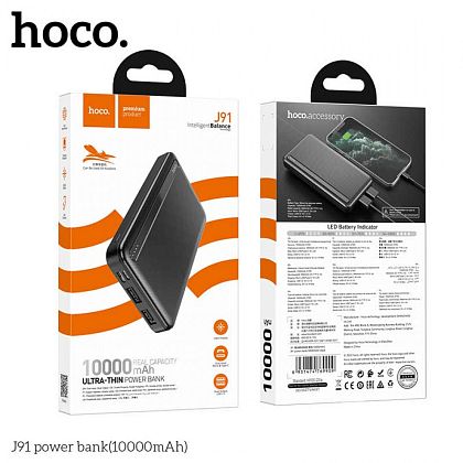 картинка Hoco J91 10000mAh Ultra-thin Power Bank, черный от маркетплейса TEMA.shop 2