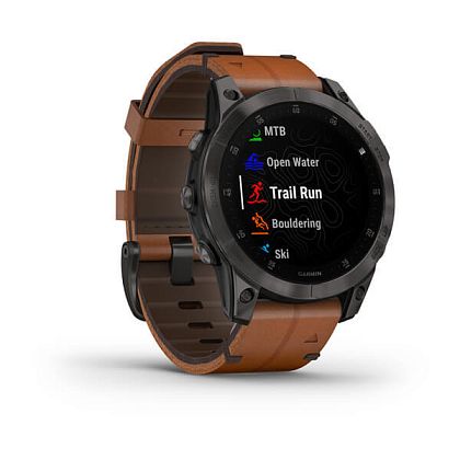 картинка Garmin Epix Pro (Gen 2) Sapphire, 47 мм, корпус титановый, ремешок коричневый кожаный от маркетплейса TEMA.shop 4