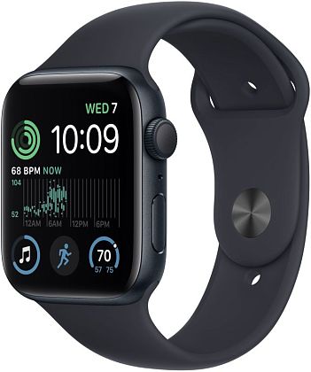 картинка Apple Watch SE 2022, 44 мм, цвет корпуса темная ночь, ремешок цвета темная ночь, размер M/L от маркетплейса TEMA.shop 1