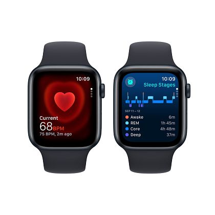 картинка Apple Watch SE 2023, 44 мм, цвет корпуса темная ночь, ремешок цвета темная ночь, размер S/M от маркетплейса TEMA.shop 6