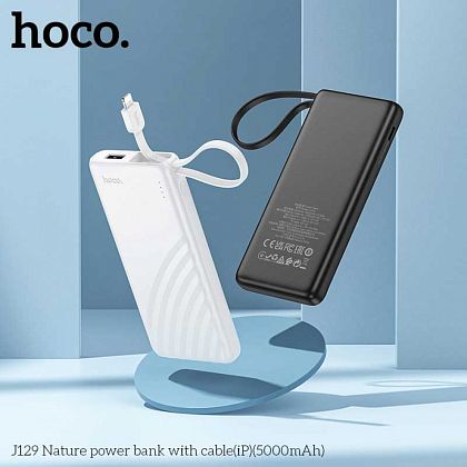 картинка Hoco J129 5000mAh Nature Power Bank, 2A, build-in Lightning cables, черный от маркетплейса TEMA.shop 4