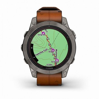 картинка Garmin Fenix 7 Pro Sapphire Solar, 47 мм, цвет корпуса серый с коричневым кожаным ремешком от маркетплейса TEMA.shop 5