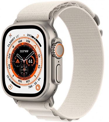 картинка Apple Watch Ultra GPS + Cellular, 49 мм, корпус из титана, ремешок цвета сияющая звезда, размер L от маркетплейса TEMA.shop 1