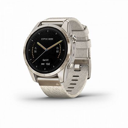 картинка Garmin Epix Pro (Gen 2) Sapphire, 42 мм, золотистый корпус, ремешко сливочного цвета от маркетплейса TEMA.shop 1