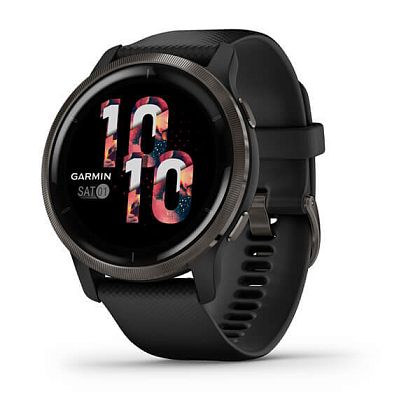 картинка Garmin Venu 2, 45 мм, корпус и ремешок черного цвета черного цвета, серый безель от маркетплейса TEMA.shop 1