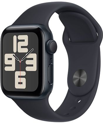картинка Apple Watch SE 2023, 40 мм, цвет корпуса темная ночь, ремешок цвета темная ночь, размер S/M от маркетплейса TEMA.shop 1