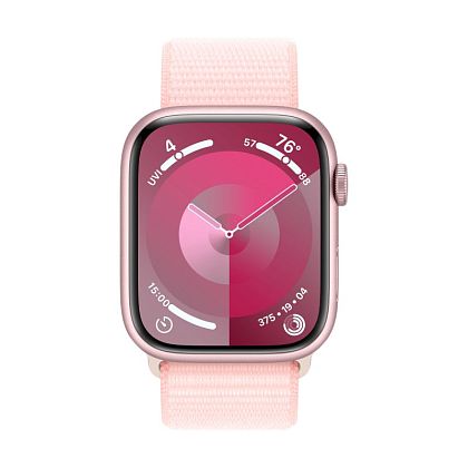 картинка Apple Watch Series 9, 41 мм, корпус розового цвета, нейлоновый ремешок нежно-розового цвета от маркетплейса TEMA.shop 2