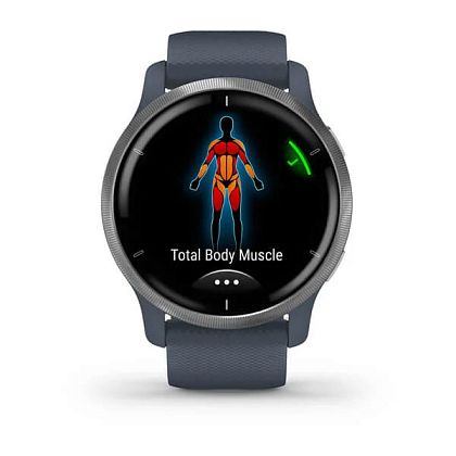 картинка Garmin Venu 2, 45 мм, цвет корпуса синий гранит, ремешок синего цвета, серебристый безель от маркетплейса TEMA.shop 4