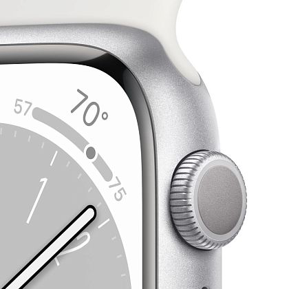 картинка Apple Watch Series 8, 45 мм, корпус серебристого цвета, ремешок белого цвета, размер M/L от маркетплейса TEMA.shop 4