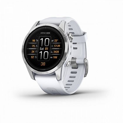 картинка Garmin Epix Pro (Gen 2) Standard, 42 мм, серебристый корпус, ремешок белого цвета от маркетплейса TEMA.shop 1