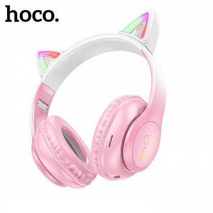 картинка Hoco W42 Cat Ears BT Headphones, 10hours, BT 5.3, TF, красный от маркетплейса TEMA.shop 1