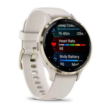 картинка Garmin Venu 3S, 41 мм, корпус и ремешок цвета слоновая кость, безель золотистый от маркетплейса TEMA.shop 5