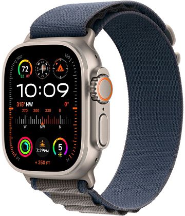 картинка Apple Watch Ultra 2 GPS + Cellular, 49 мм, корпус из титана, ремешок синего цвета, размер M от маркетплейса TEMA.shop 1