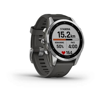картинка Garmin Fenix 7S, 42 мм, цвет корпуса серебристый, ремешок графитового цвета от маркетплейса TEMA.shop 2