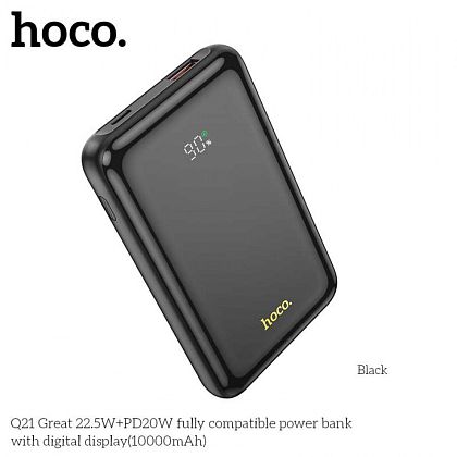 картинка Hoco Q21 Great 22.5W+PD20W 10000mAh Power Bank with digital display, черный от маркетплейса TEMA.shop 1