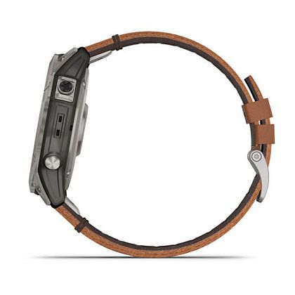 картинка Garmin Fenix 7X Sapphire Solar, 51 мм, цвет корпуса черный, ремешок коричневый кожаный от маркетплейса TEMA.shop 6